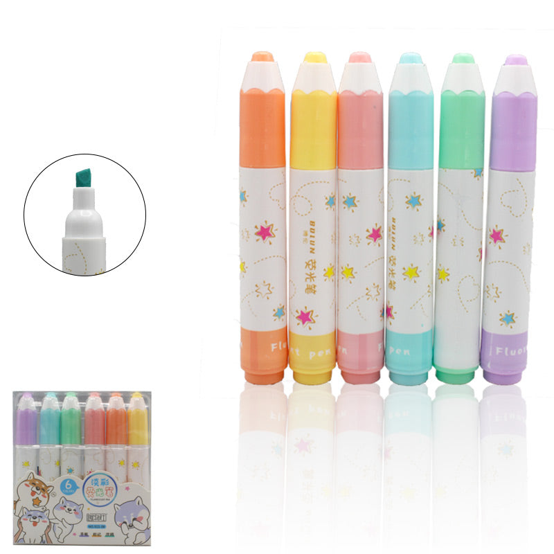 6 PCS Mini Marker Shape Highlighter