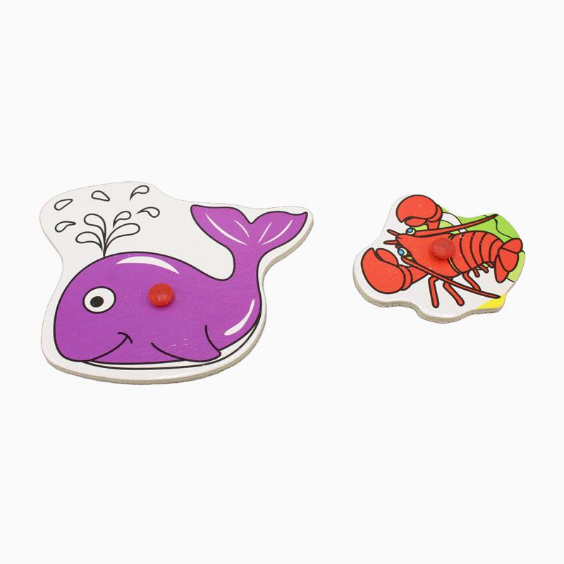 Wooden Sea Animals Peg Puzzle Board