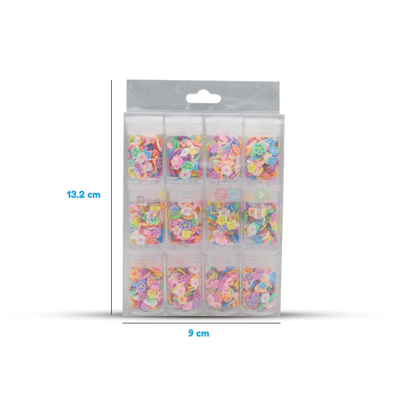 12 Pcs Flower Styles Sprinkles & Nail Art Set of 2
