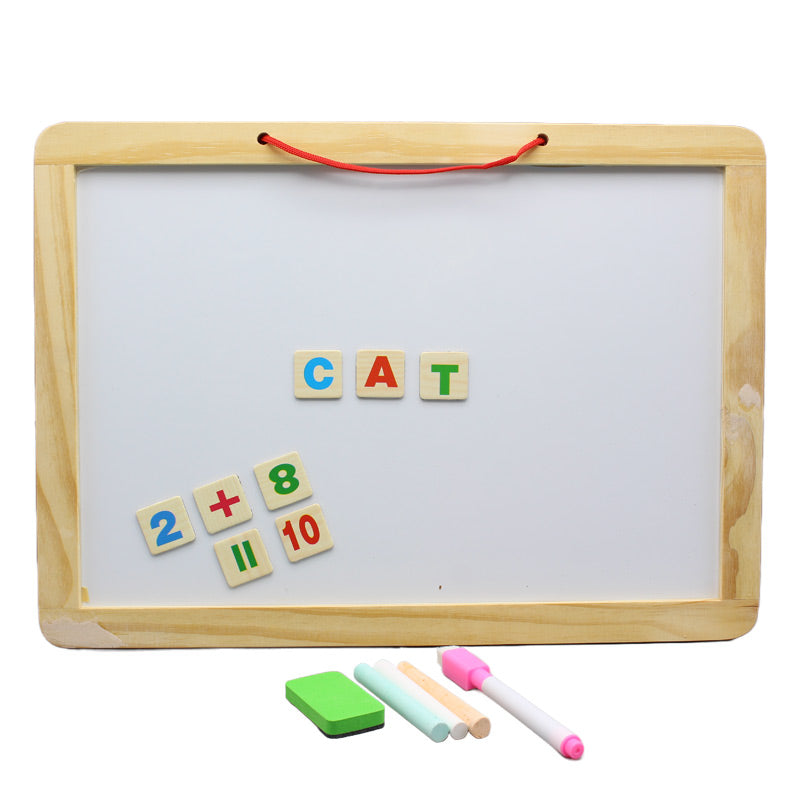 Wooden Black & White Board Large - Magnetic Alphabets & Numbers