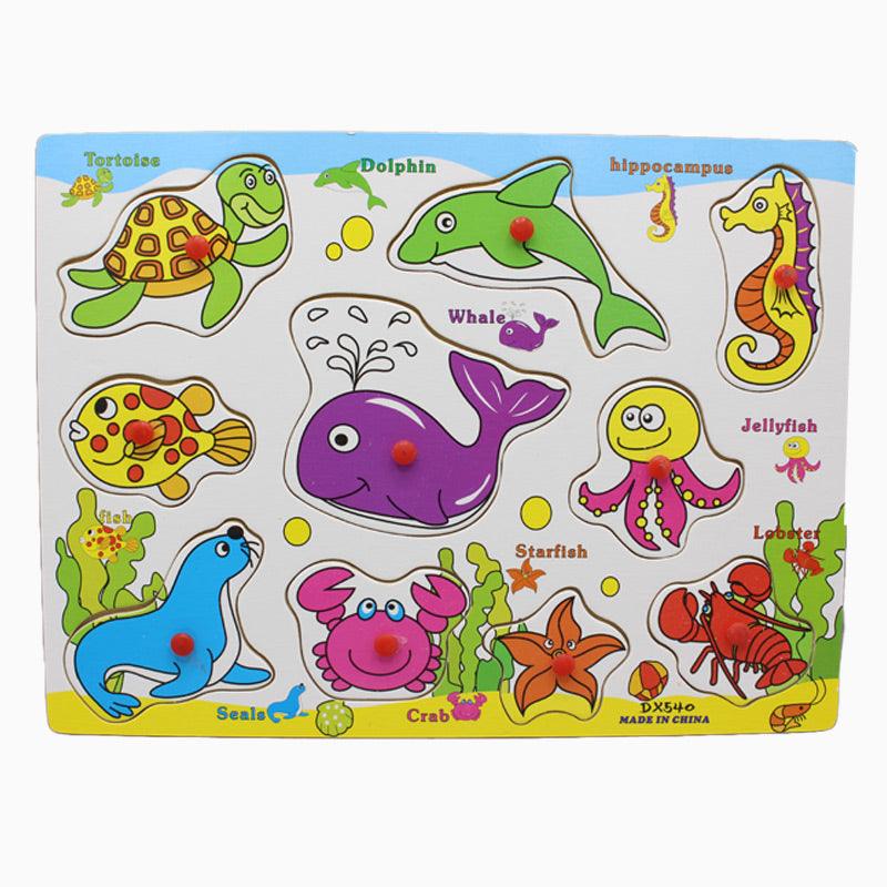 Wooden Sea Animals Peg Puzzle Board