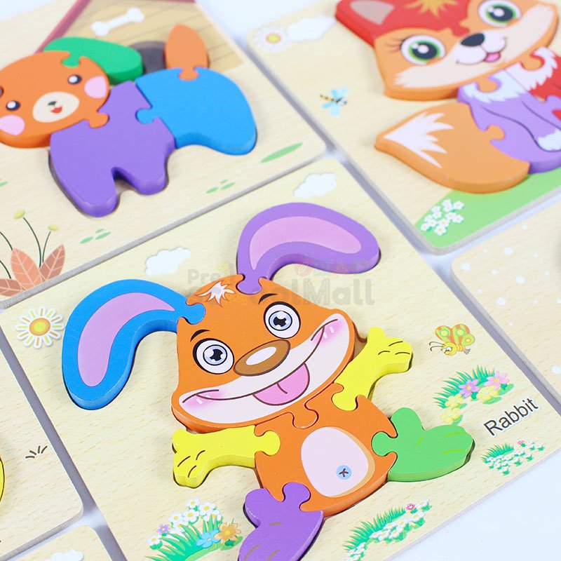 3D Shapes Wooden Board Small (Animals) - Preschool mall - Preschool Supplies & Educational Toys