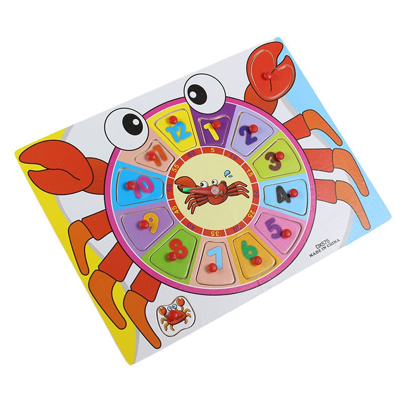 Crab Teaching Clock Wooden Board - Preschool mall - Preschool Supplies & Educational Toys