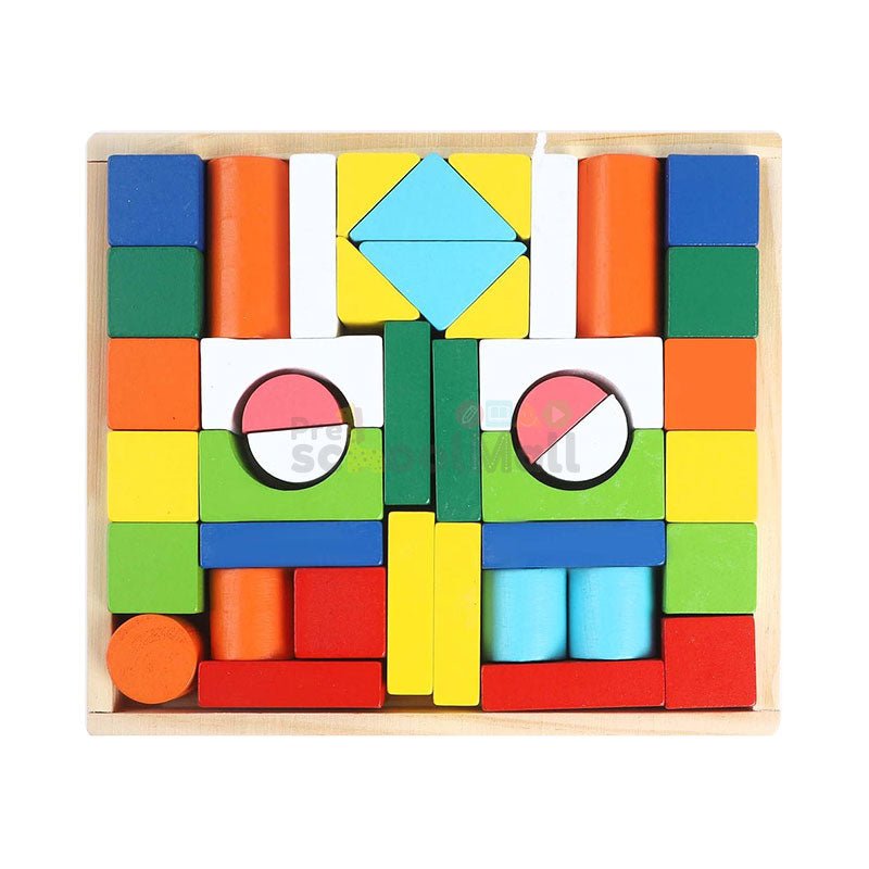 40 Pcs Wooden Colorful Building Blocks 2082 - Preschool mall - Preschool Supplies & Educational Toys