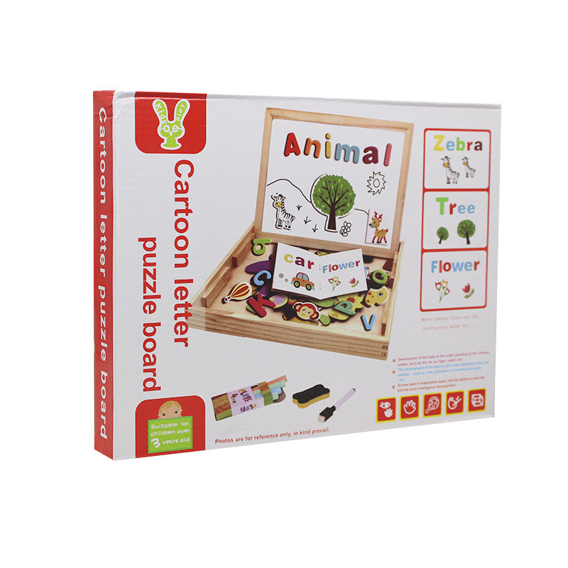 Wooden Cartoon Letter Magnetic Puzzle Board