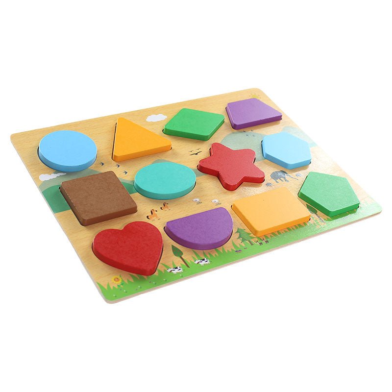3D Wooden Shapes Learning Puzzle Board 2083 - Preschool mall - Preschool Supplies & Educational Toys