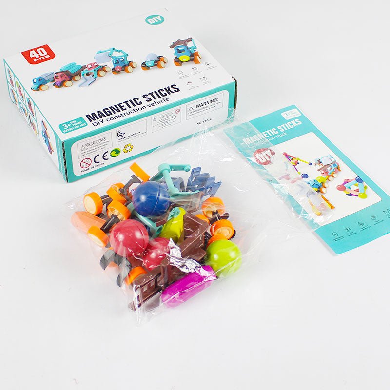 Magnetic Sticks DIY Construction Vehicles 40 Pcs - Preschool mall - Preschool Supplies & Educational Toys