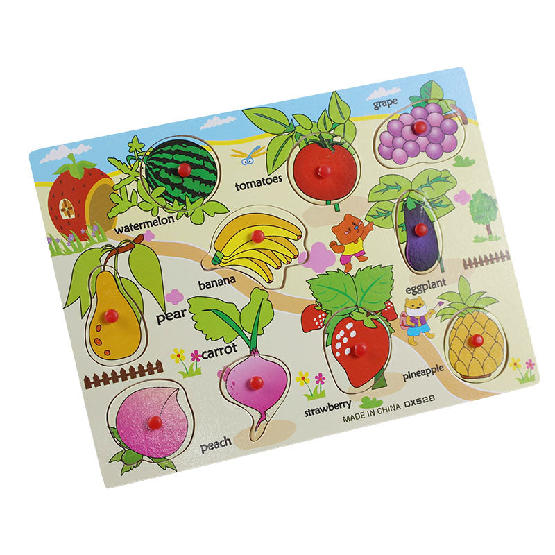 Wooden Fruits & Vegetables Peg Puzzle Board