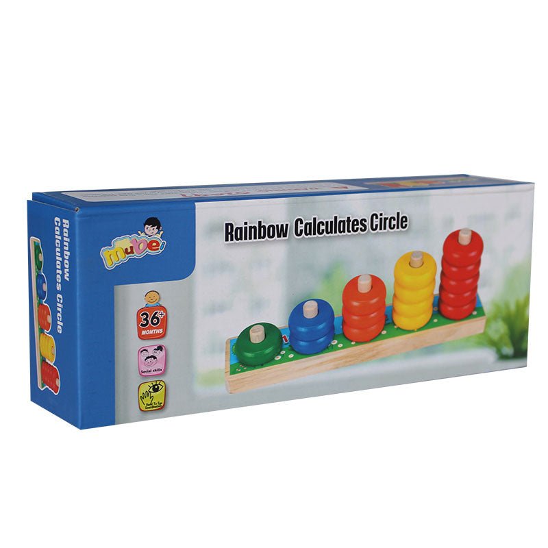 Wooden Rainbow Calculates Circle Stacking Toy - Preschool mall - Preschool Supplies & Educational Toys