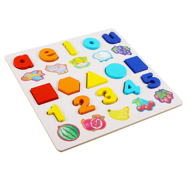 3D 3-in-1 Learning Guide Wooden Puzzle Board