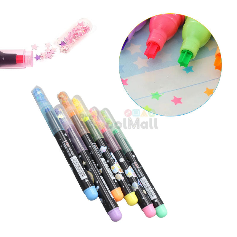 6 Color Highlighter Star Shape Marker