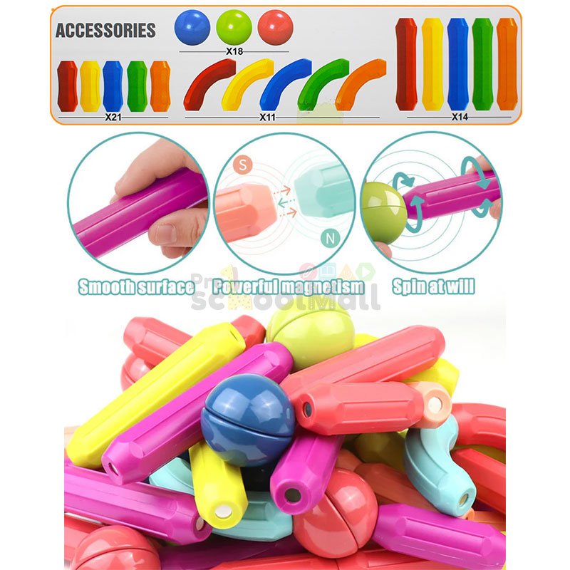 64 Pcs Magnetic Building Blocks - Preschool mall - Preschool Supplies & Educational Toys