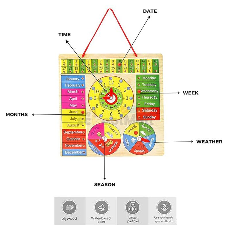 All in one Multifunctional Learning Clock Board - Preschool mall - Preschool Supplies & Educational Toys