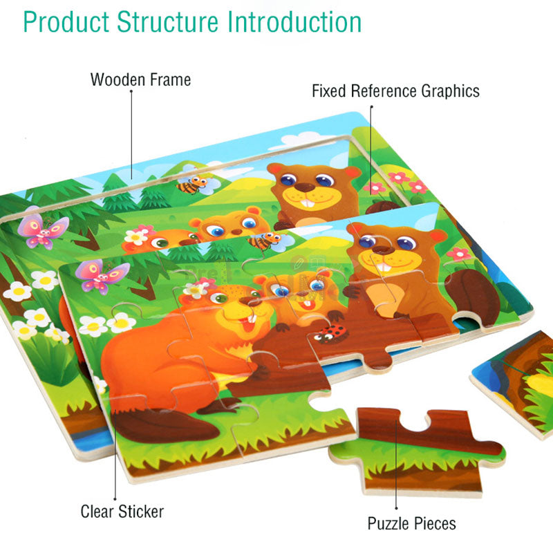 Baby Cartoon Animals Jigsaw Puzzles Educational Toy