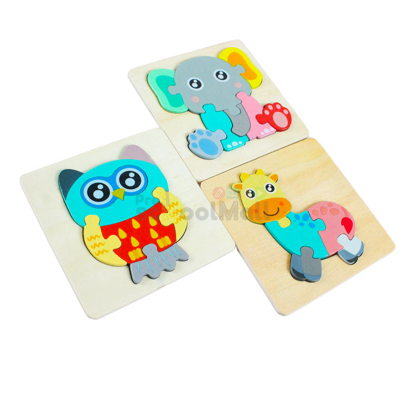 Baby Montessori Animals & Vehicles Wooden Puzzle Game