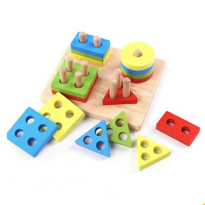 64 Pages Activity Book with Wooden 4 Column & Rainbow Toy