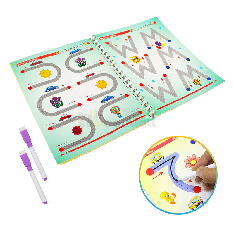 64 Pages Activity Book with Wooden 4 Column & Rainbow Toy