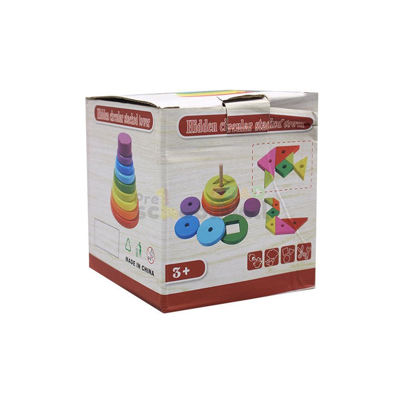 Hidden Circular Rainbow Tower Wooden Toy - Preschool mall - Preschool Supplies & Educational Toys