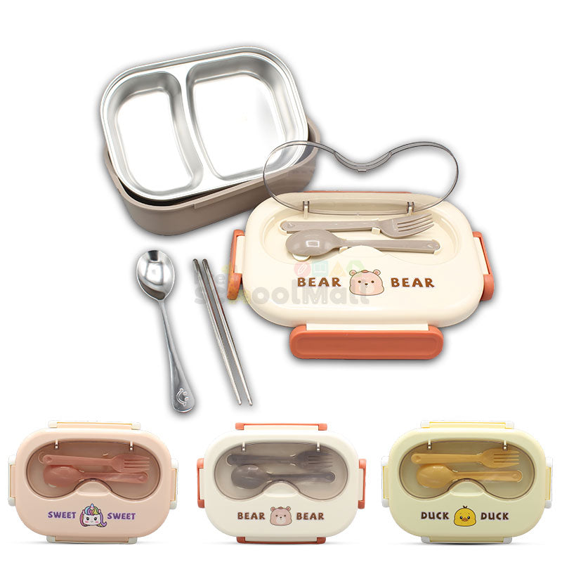 2 Compartments Large Stainless Steel Lunch Box