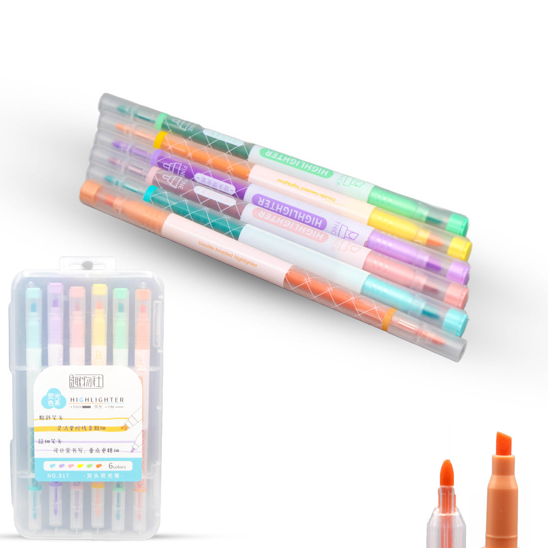 6 Pcs Double Ended Highlighter