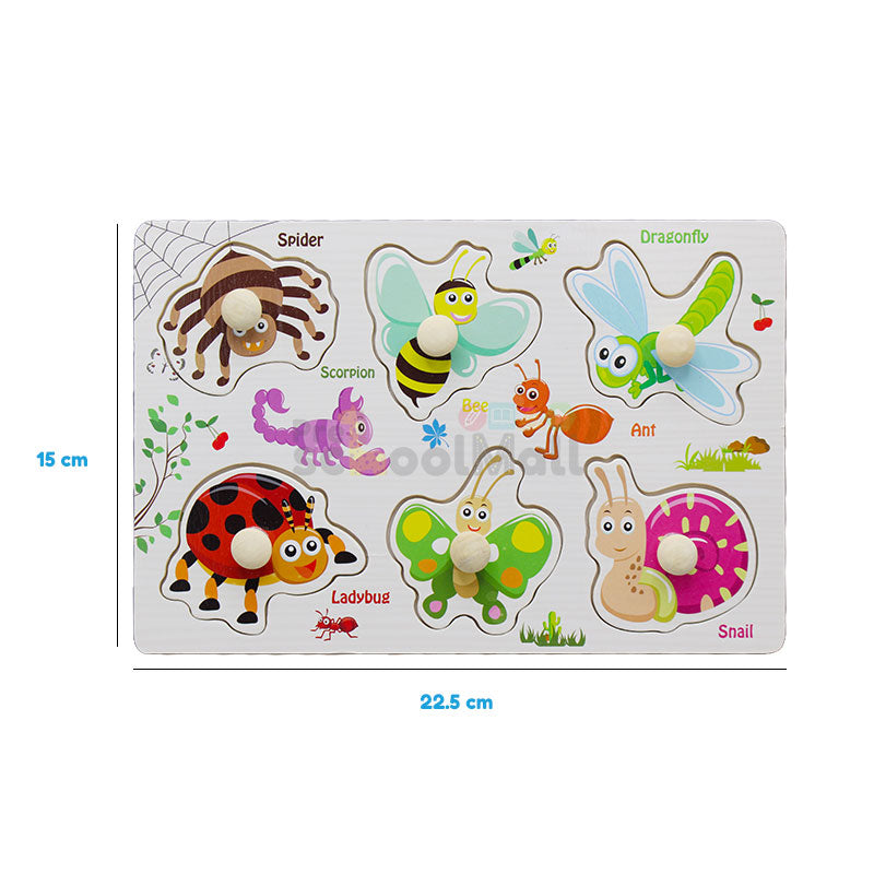 Montessori Wooden Insects Peg Puzzle Board (1590I)