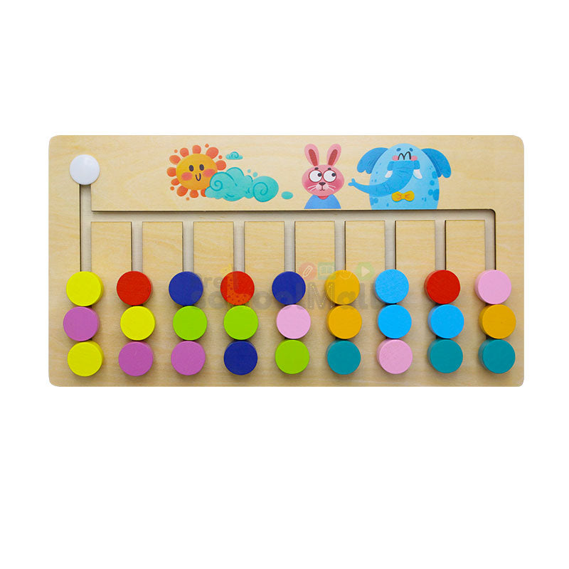 Montessori Slide Puzzle Wooden 9 Colors Game