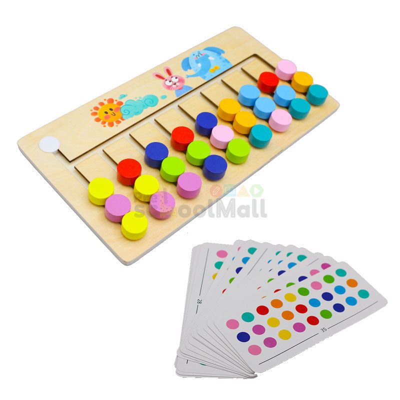 Montessori Slide Puzzle Wooden 9 Colors Game