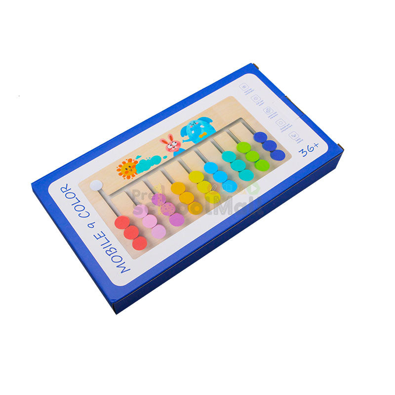Montessori Slide Puzzle Wooden 9 Colors Game