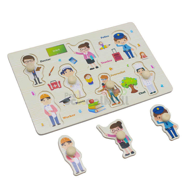Montessori Wooden Occupation Peg Puzzle Board (1590M)