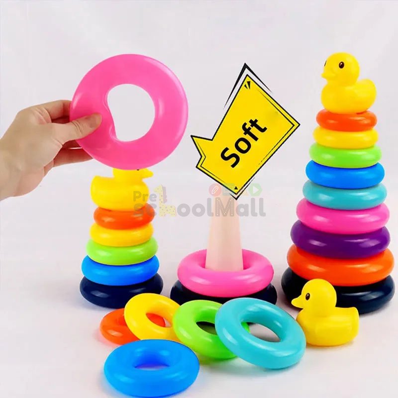 Plastic Rainbow Tower with Duck (9 Rings) - Preschool mall - Preschool Supplies & Educational Toys