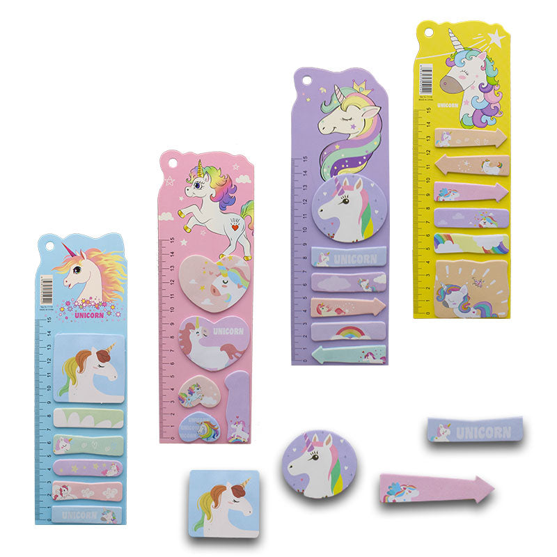 Unicorn Multicolor Sticky Notes with ruler