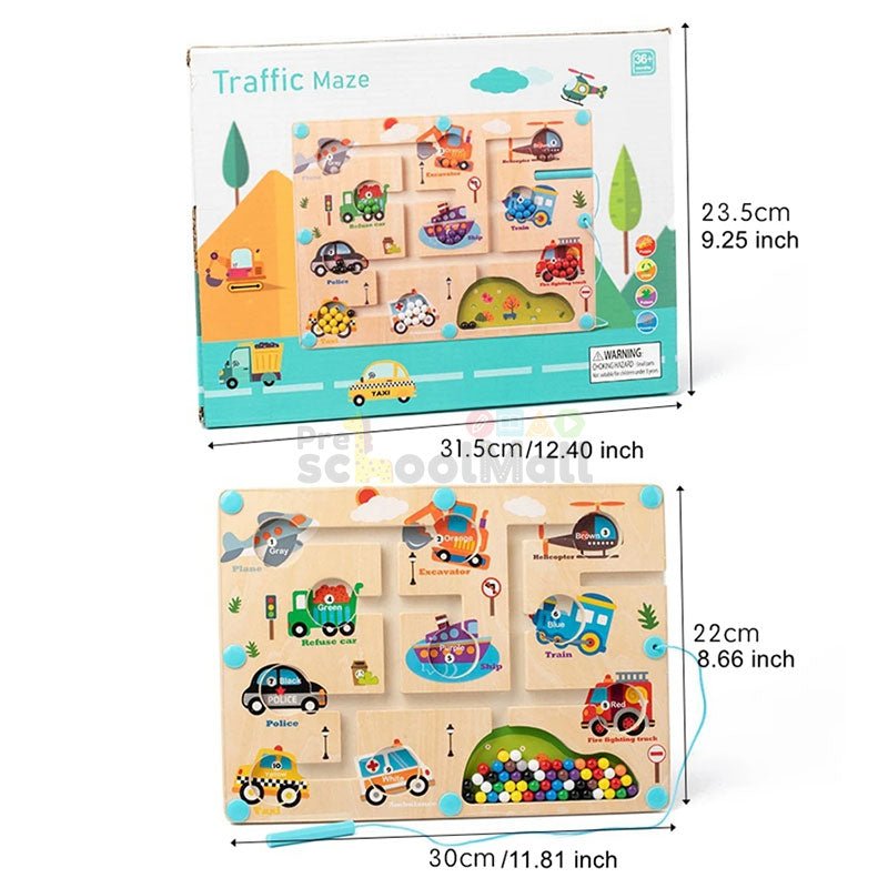 Traffic Maze Magnetic Wooden Game - Preschool mall - Preschool Supplies & Educational Toys
