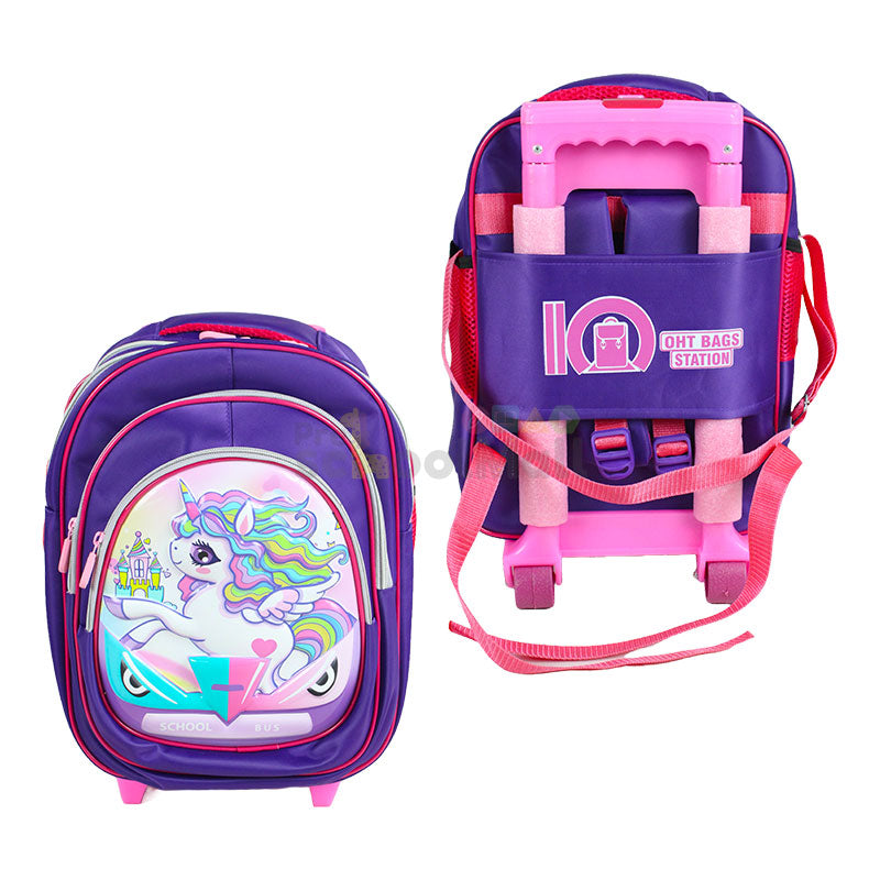 Unicorn Embossed Trolley School Bag 15″