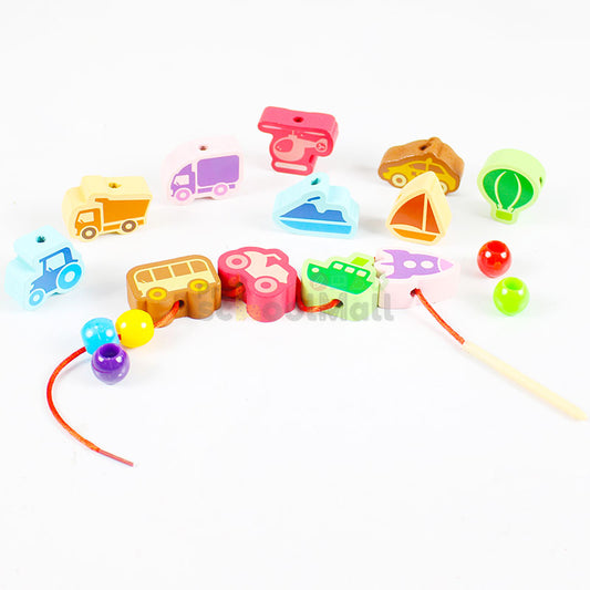 Vehicles Wooden Threading & Lacing Game #1884
