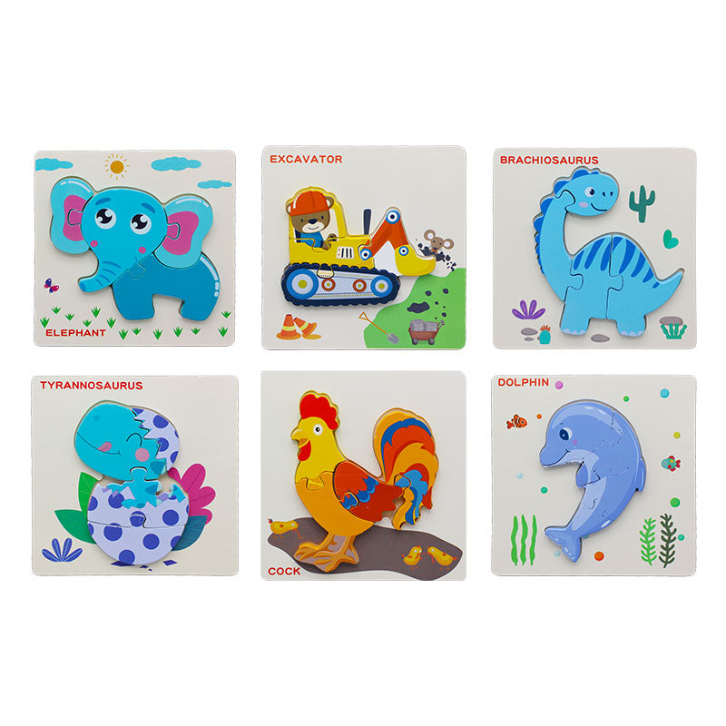 Wooden 3d Animal 4 Pcs Puzzle Pair of 2 Board 1566