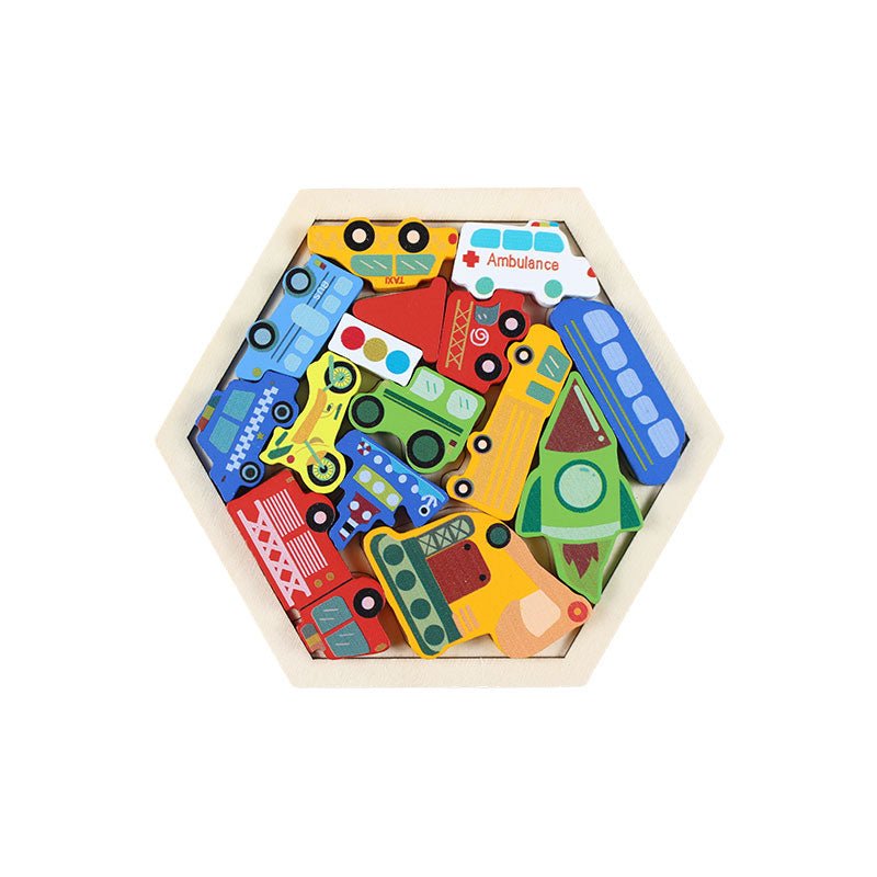 Wooden Hexagon Shape Puzzle Board - Preschool mall - Preschool Supplies & Educational Toys