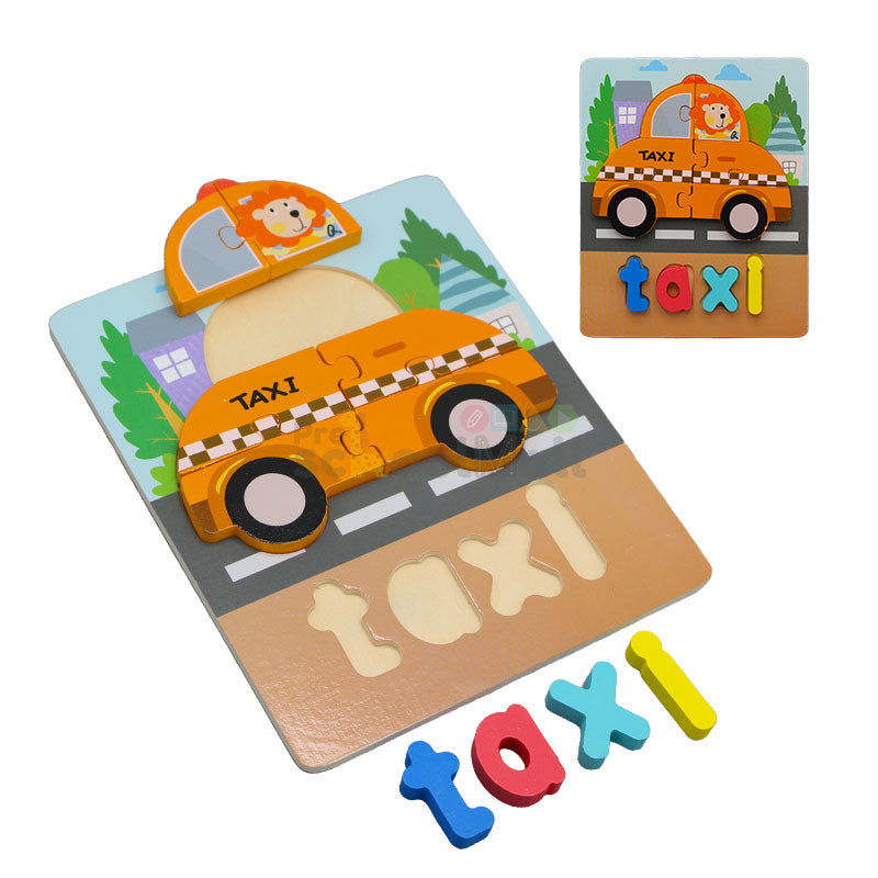Wooden Square 3d Vehicle with name Puzzle Board 1567B