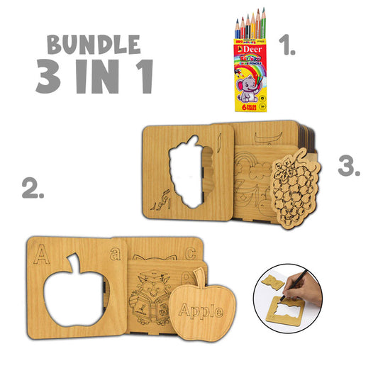 Wooden Stencils Bundle with Colors