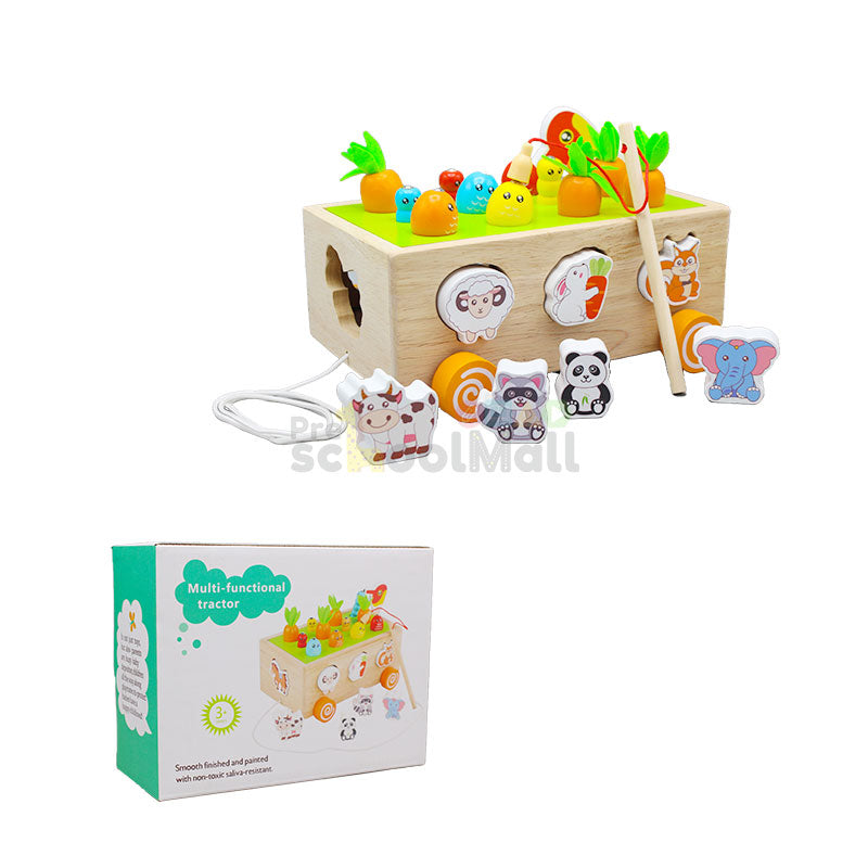 Wooden Vegetable & Animal Trailer with Magnetic Stick