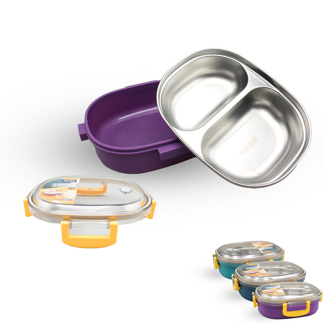 2 Compartments Stainless Steel Lunch Box 937