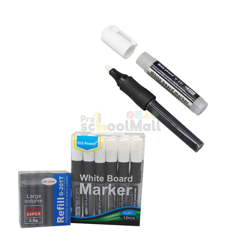 12 Pcs White Board Marker with 24 Pcs Refill