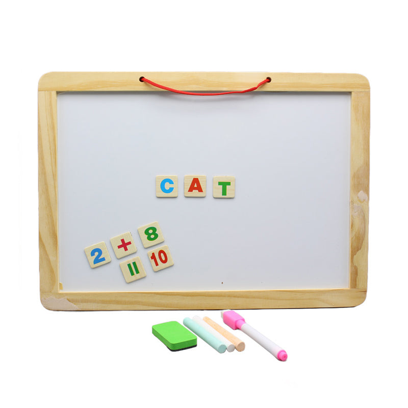 Wooden Black & White Board Small - Magnetic Alphabets & Numbers