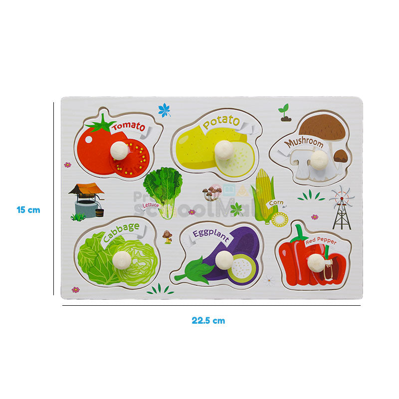 Montessori Wooden Vegetables Peg Puzzle Board (1590B)