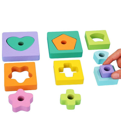 Stacking Building Block Animal Geometric Tower Wooden - Preschool mall - Preschool Supplies & Educational Toys