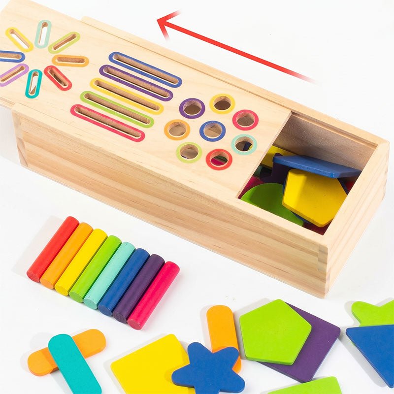 Three - in - one Wooden Shape Sorting Box - Preschool mall - Preschool Supplies & Educational Toys