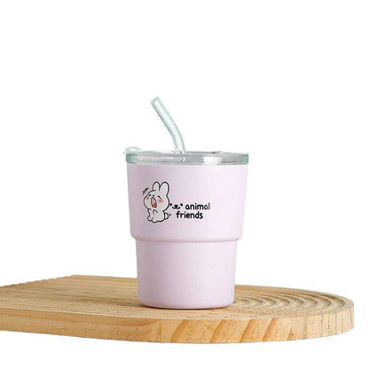 Cute Cartoon Slub Glass Coffee Mug #0749