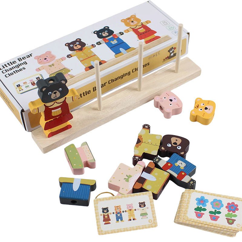Little Bear Clothes Changing Puzzle Game Wooden - Preschool mall - Preschool Supplies & Educational Toys