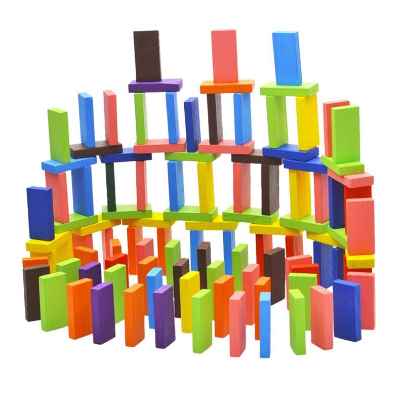 120 Pcs Wooden Colorful Domino Blocks - Preschool mall - Preschool Supplies & Educational Toys