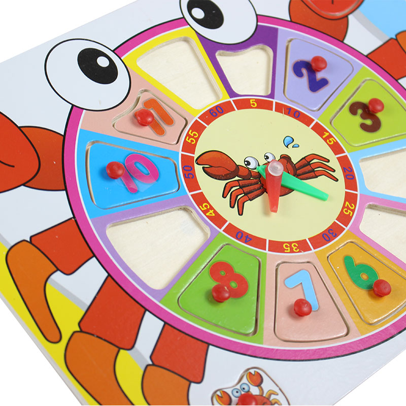 Crab Teaching Clock Wooden Board