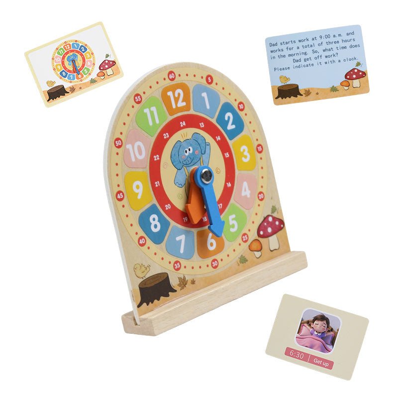 Wooden Clock Game with Double Sided Cards - Preschool mall - Preschool Supplies & Educational Toys